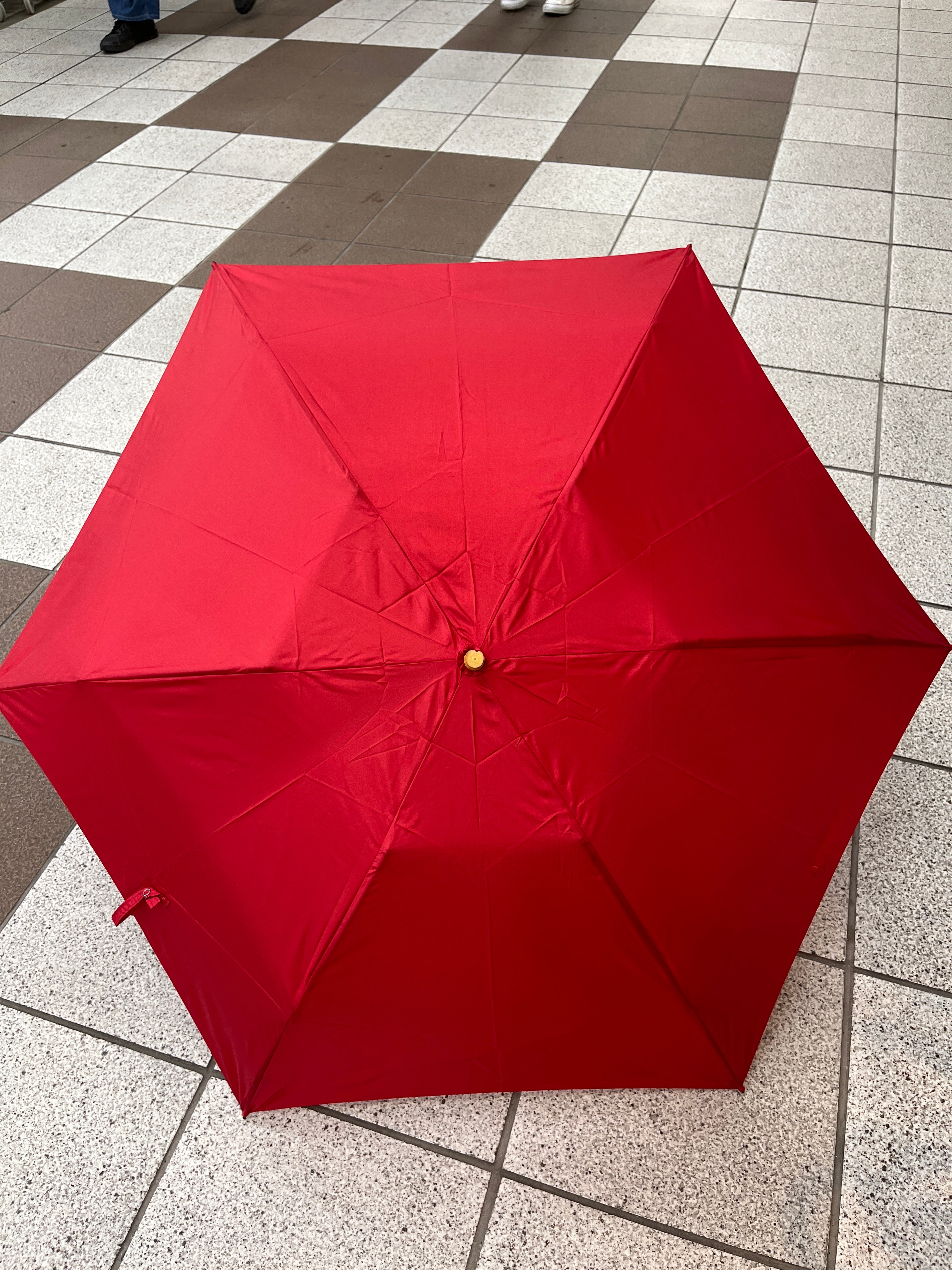 SHIBATAシバタ 晴雨兼用傘 レディース 日傘 雨傘 中棒スライドショート傘綿麻 幾何サークル ブルー
